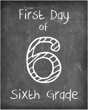 Load image into Gallery viewer, First Day of School Print, 6th Grade Reusable Chalkboard Photo Prop for Kids Back to School Sign for Photos, Frame Not Included (8x10, 6th Grade - Style 1)