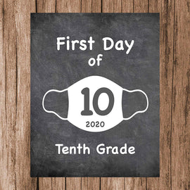 First Day of School Art Print for 2020. Unframed Reusable Photo Prop for Kids and Parents Back to School Sign. Masked, zoomed and remote learning 8” x 10” (8