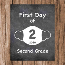 Load image into Gallery viewer, First Day of School Art Print for 2020. Unframed Reusable Photo Prop for Kids and Parents Back to School Sign. Masked, zoomed and remote learning 8” x 10” (8&quot; x 10&quot; Chalk, 2nd Grade)