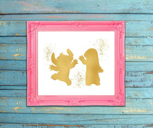 Load image into Gallery viewer, Lilo and Stitch - Ohana Means Family - Gold Print Inspired by Lilo and Stitch - Poster Print Photo Quality - Made in USA - Disney Inspired - Home Art Print -Frame not included (8x10, LSDance)