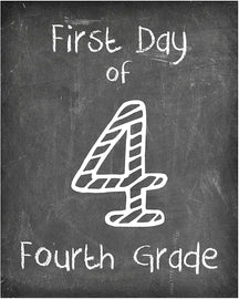 First Day of School Print, 4th Grade Reusable Chalkboard Photo Prop for Kids Back to School Sign for Photos, Frame Not Included (8x10, 4th Grade - Style 1)