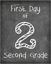 Load image into Gallery viewer, First Day of School Print, Set of 4, Preschool, Kindergarten, 1st Grade, 2nd Grade, Reusable Chalkboard Photo Prop for Kids Back to School Sign for Photos, Frame Not Included (8x10, Set 1 - Style 1)