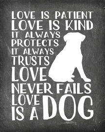 Love is a Dog - Beautiful Photo Quality Poster Print - Celebrate Your Love of Animals (8x10, Love is Dog Chalk)