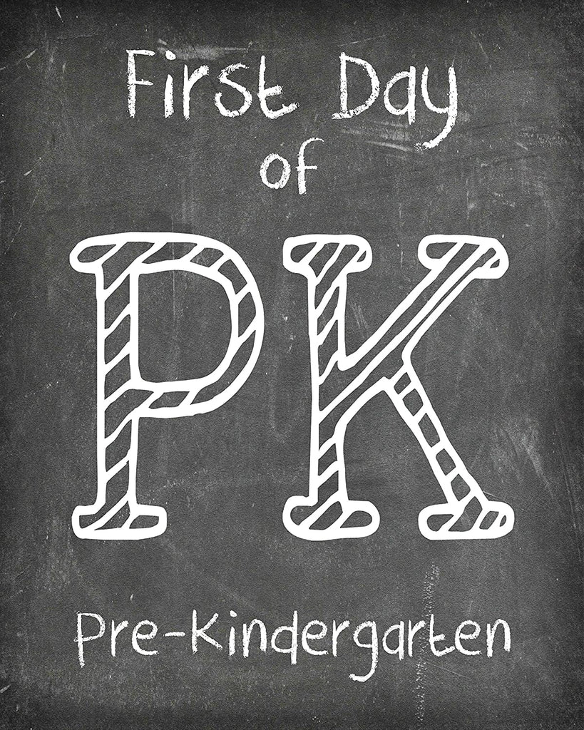 First Day of School Print, 8" x 10" Set of 3: Pre School, Pre Kindergarten, and Kindergarten - Reusable Photo Prop for Kids Back to School Sign for Photos, Frame Not Included (8" x 10" Chalk, Set 1)