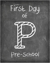 Load image into Gallery viewer, First Day of School Print, Pre-School Reusable Chalkboard Photo Prop for Kids Back to School Sign for Photos, Frame Not Included, Preschool (8x10, Pre-School - Style 1)