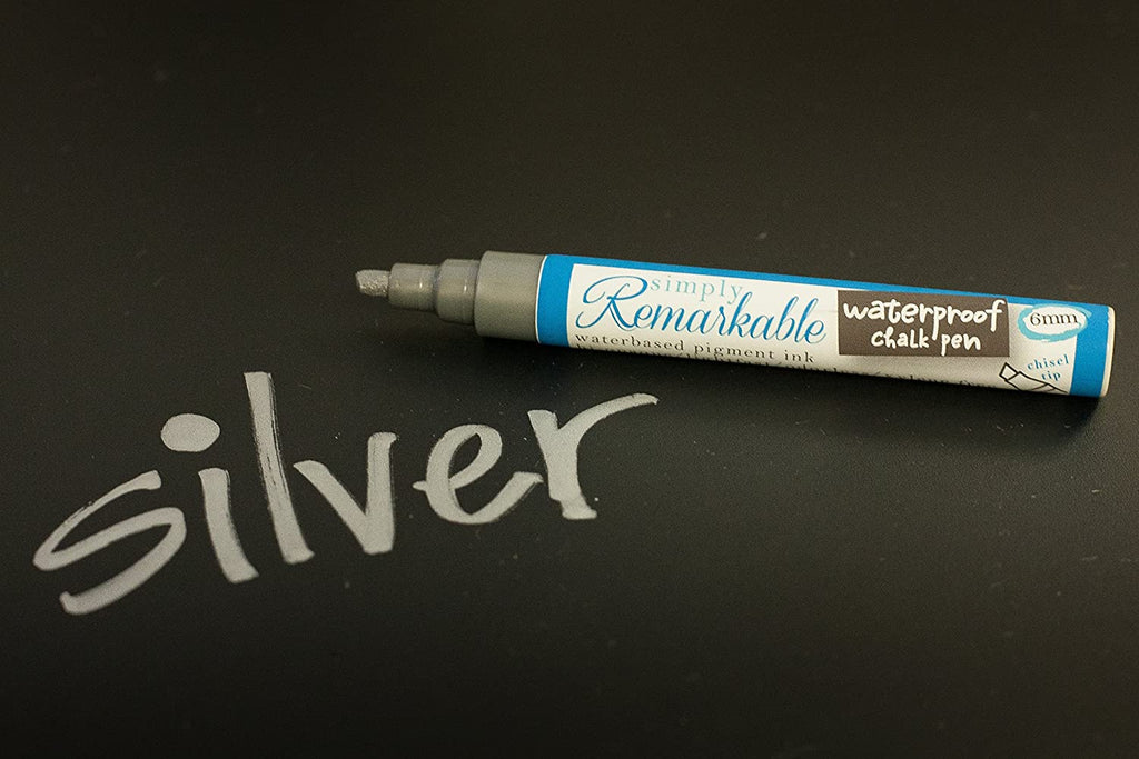 Waterproof Chalk Pen to Write or Draw Custom Labels, Tags and More, Silver Liquid Chalk Marker, 6mm Chisel Tip