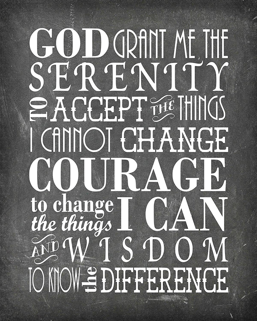 Serenity Prayer - Poster Print Photo Quality - Inspirational Wall Art for Alcoholics Anonymous, AA, Narcotics Anonymous, NA - Made in USA (8x10, Prayer 2 - Chalk)