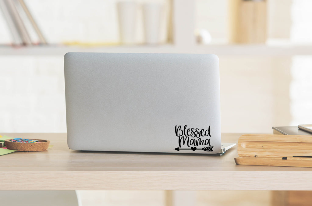 Blessed Mama | 5.2" x 3.5" Vinyl Sticker | Peel and Stick Inspirational Motivational Quotes Stickers Gift | Decal for Family Moms Lovers