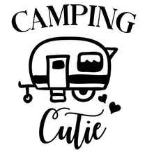 Load image into Gallery viewer, Camping Cutie | 5.2&quot; x 4.5&quot; Vinyl Sticker | Peel and Stick Inspirational Motivational Quotes Stickers Gift | Decal for Outdoors/Nature Camping Lovers