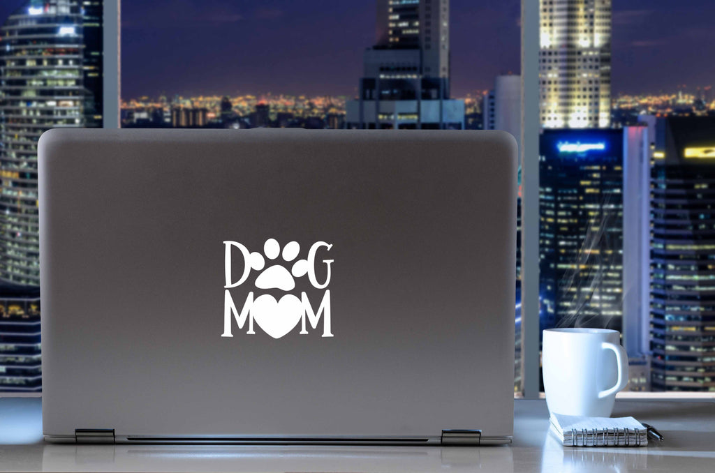 Dog Mom | 5.2" x 4.6" Vinyl Sticker | Peel and Stick Inspirational Motivational Quotes Stickers Gift | Decal for Animals Dogs Lovers