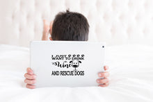 Load image into Gallery viewer, I Just Want to Drink Wine and Rescue Dogs | 7&quot; x 4.5&quot; Vinyl Sticker | Peel and Stick Inspirational Motivational Quotes Stickers Gift | Decal for Animals Rescue Lovers