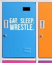 Load image into Gallery viewer, Eat Sleep Wrestle | 7&quot; x 3.4&quot; Vinyl Sticker | Peel and Stick Inspirational Motivational Quotes Stickers Gift | Decal for Sports Wrestling Lovers