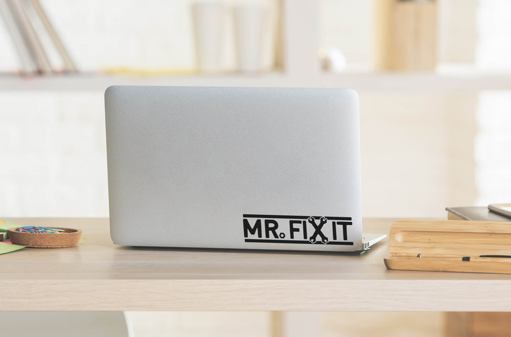 Mr. Fix It | 7.9" x 2" Vinyl Sticker | Peel and Stick Inspirational Motivational Quotes Stickers Gift | Decal for Hobbies General Lovers