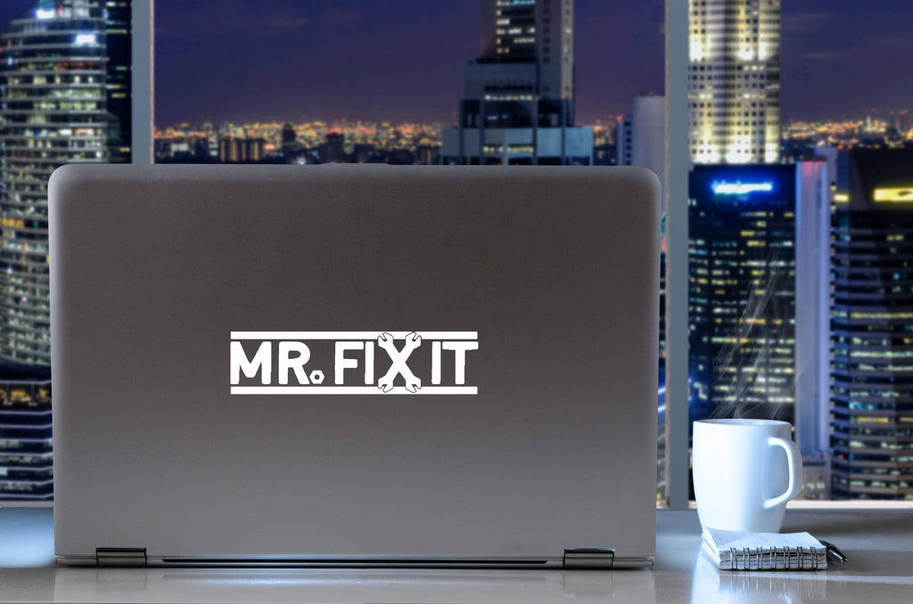 Mr. Fix It | 7.9" x 2" Vinyl Sticker | Peel and Stick Inspirational Motivational Quotes Stickers Gift | Decal for Hobbies General Lovers