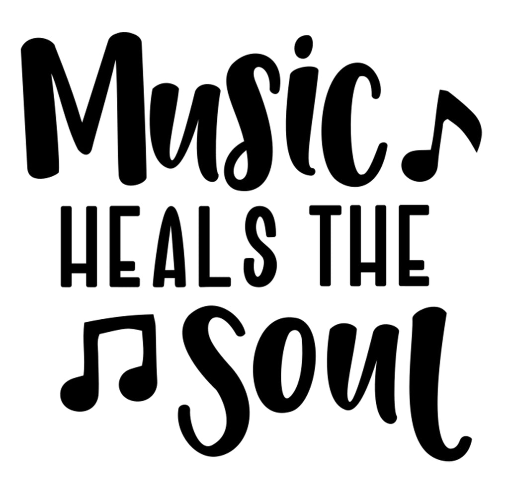 Music Heals The Soul | 5.2" x 4.9" Vinyl Sticker | Peel and Stick Inspirational Motivational Quotes Stickers Gift | Decal for Hobbies Music Lovers