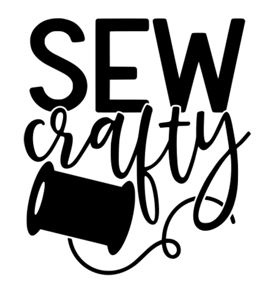 Sew Crafty | 5.2" x 4.6" Vinyl Sticker | Peel and Stick Inspirational Motivational Quotes Stickers Gift | Decal for Hobbies Sewing Lovers