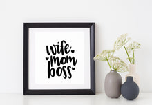 Load image into Gallery viewer, Wife Mom Boss | 4.3&quot; x 5.2&quot; Vinyl Sticker | Peel and Stick Inspirational Motivational Quotes Stickers Gift | Decal for Family Moms Lovers