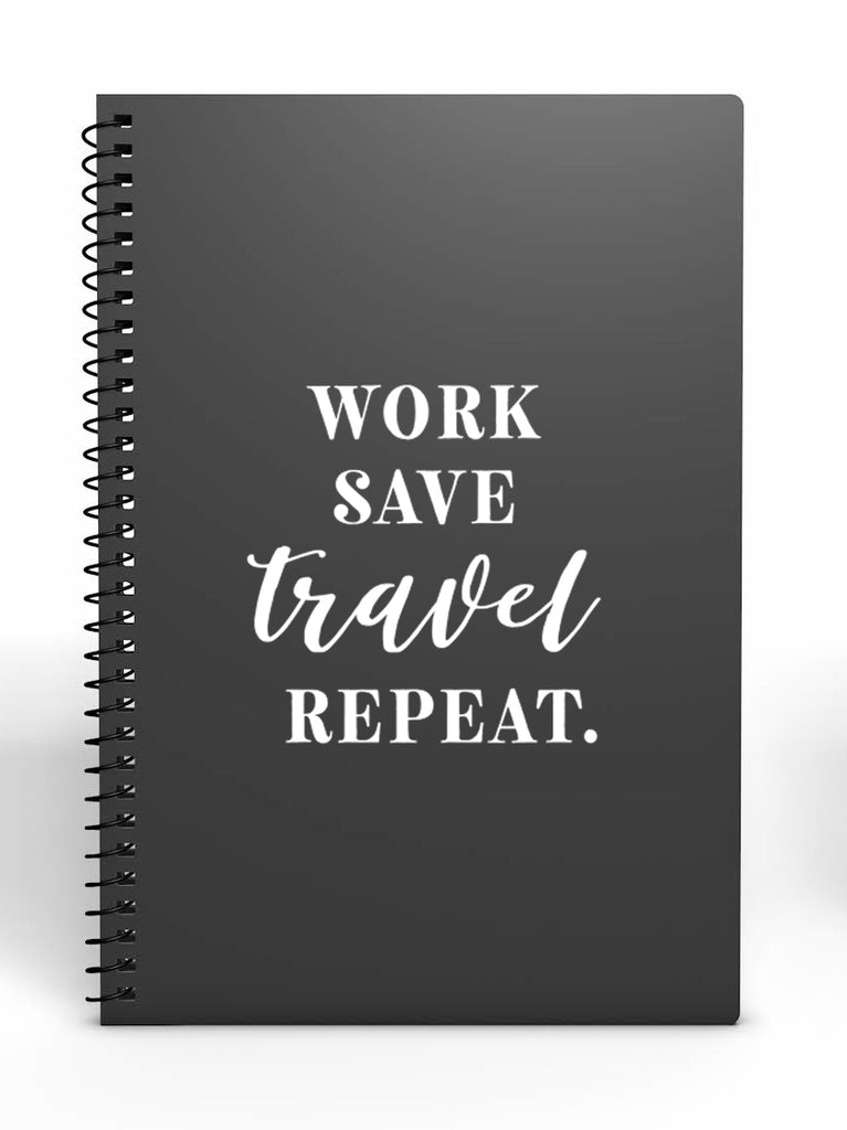 Work Save Travel Repeat | 4.4" x 4.5" Vinyl Sticker | Peel and Stick Inspirational Motivational Quotes Stickers Gift | Decal for Adventure/Travel Lovers