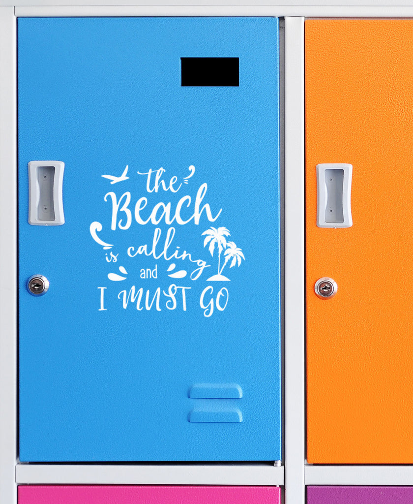 The Beach is Calling and I Must Go | 5.1" x 5.2" Vinyl Sticker | Peel and Stick Inspirational Motivational Quotes Stickers Gift | Decal for Outdoors/Nature Water Lovers