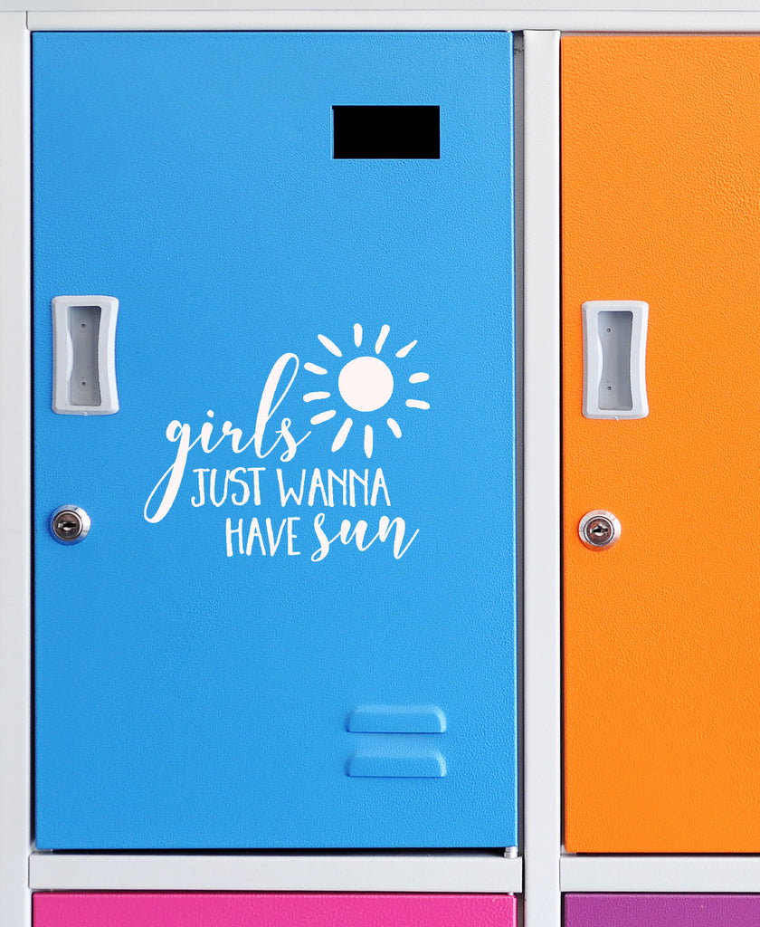 Girls Just Wanna Have Sun | 5.2" x 4.3" Vinyl Sticker | Peel and Stick Inspirational Motivational Quotes Stickers Gift | Decal for Outdoors/Nature Lovers