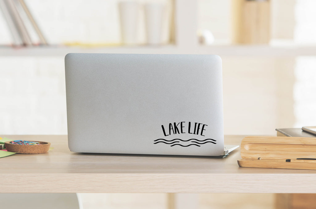 Lake Life | 7.9" x 3.2" Vinyl Sticker | Peel and Stick Inspirational Motivational Quotes Stickers Gift | Decal for Outdoors/Nature Water Lovers